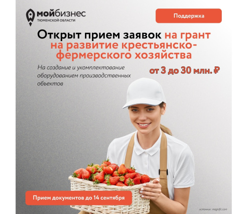  В Тюменской области стартовал прием заявок на грант на развитие КФХ