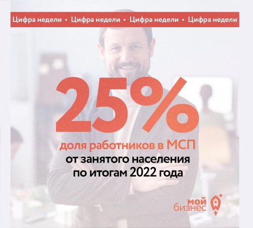 25% –доля работников в МСП от занятого населения по итогам 2022 года