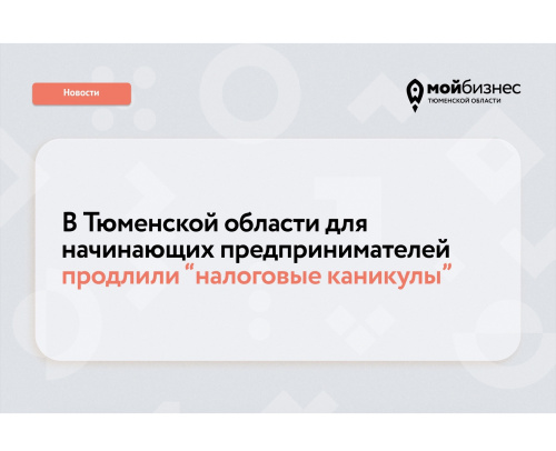 В Тюменской области "налоговые каникулы" для начинающих предпринимателей продлили до 1 января 2027 года